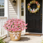 16PCS Artificial Pink Flowers for Outdoors, Fake Silk Pink Flowers, alternate view 6