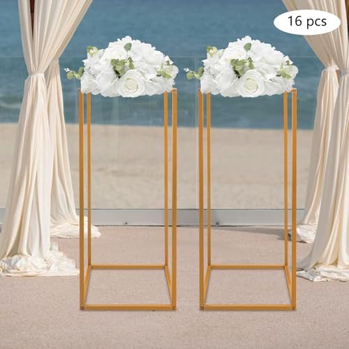 16Pcs Wedding Flower Centerpiece, Centerpieces for Table Wedding, Flower Stand for Wedding, Gold Vase Metal, alternate view 4