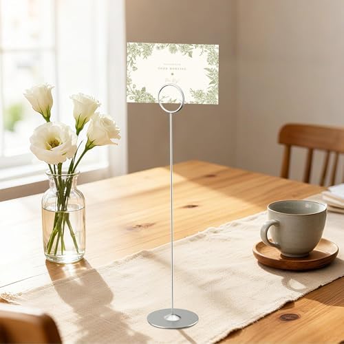 16PK Place Card Holders 12 Inch Table Number Holders Table Card Holders Steel Card Holders for Birthdays, alternate view 2