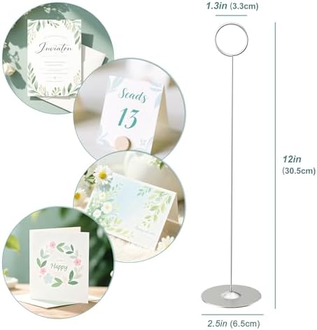 16PK Place Card Holders 12 Inch Table Number Holders Table Card Holders Steel Card Holders for Birthdays, alternate view 3