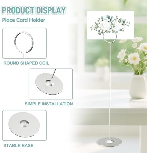 16PK Place Card Holders 12 Inch Table Number Holders Table Card Holders Steel Card Holders for Birthdays, alternate view 4