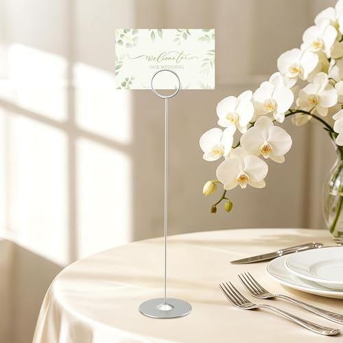 16PK Place Card Holders 12 Inch Table Number Holders Table Card Holders Steel Card Holders for Birthdays, alternate view 5