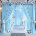16x10FT Baby Blue Backdrop Curtains for Wedding Parties, Wrinkle Free Polyester Photography Backdrop Drapes for