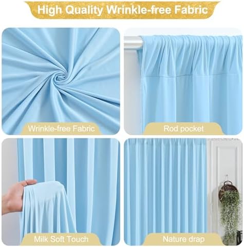 16x10FT Baby Blue Backdrop Curtains for Wedding Parties, Wrinkle Free Polyester Photography Backdrop Drapes for, alternate