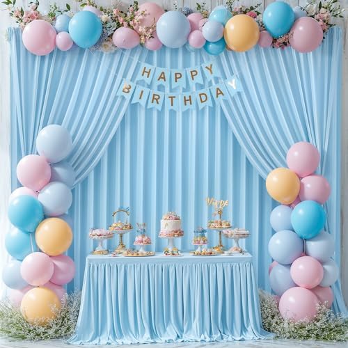 16x10FT Baby Blue Backdrop Curtains for Wedding Parties, Wrinkle Free Polyester Photography Backdrop Drapes for, alternate