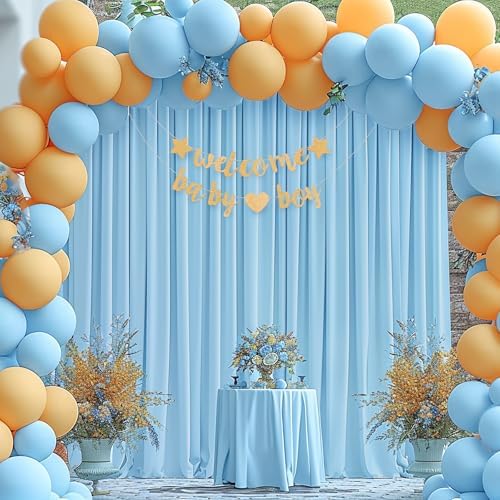 16x10FT Baby Blue Backdrop Curtains for Wedding Parties, Wrinkle Free Polyester Photography Backdrop Drapes for, alternate