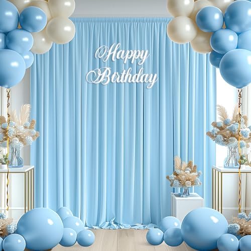 16x10FT Baby Blue Backdrop Curtains for Wedding Parties, Wrinkle Free Polyester Photography Backdrop Drapes for, alternate