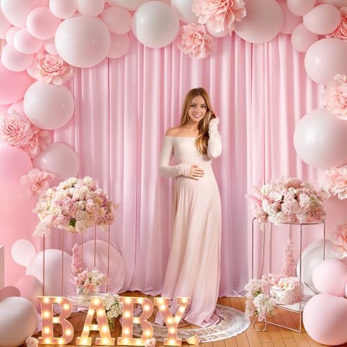 16x10FT Baby Pink Backdrop Curtains for Wedding Parties, Wrinkle Free Polyester Photography Backdrop Drapes for, alternate