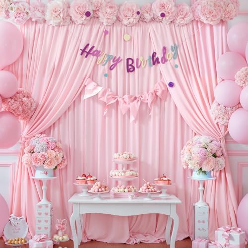 16x10FT Baby Pink Backdrop Curtains for Wedding Parties, Wrinkle Free Polyester Photography Backdrop Drapes for, alternate