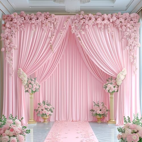 16x10FT Baby Pink Backdrop Curtains for Wedding Parties, Wrinkle Free Polyester Photography Backdrop Drapes for, alternate