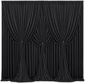16x10FT Black Backdrop Curtains for Wedding Parties, Wrinkle Free Polyester Photography Backdrop Drapes for