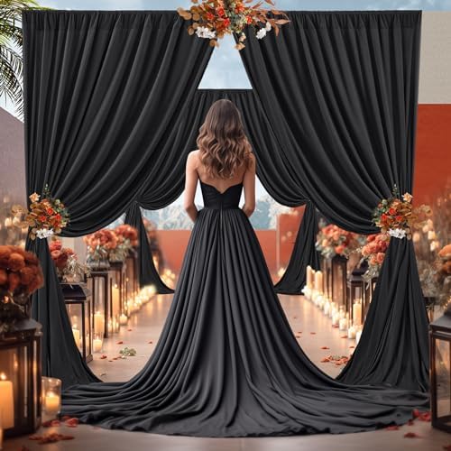 16x10FT Black Backdrop Curtains for Wedding Parties, Wrinkle Free Polyester Photography Backdrop Drapes for, alternate view 5