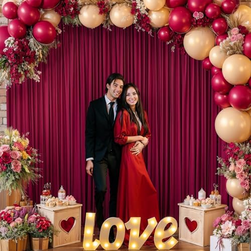 16x10FT Burgundy Backdrop Curtains for Wedding Parties, Wrinkle Free Polyester Photography Backdrop Drapes for, alternate
