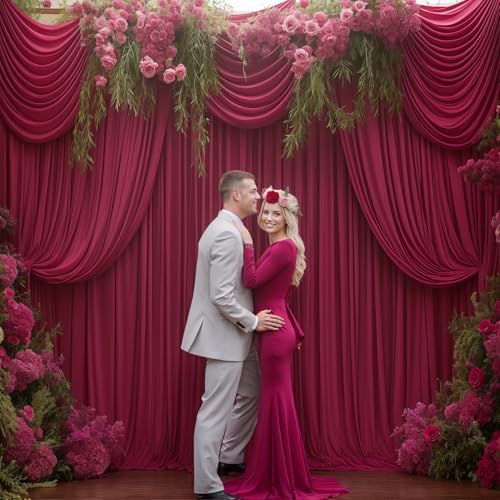 16x10FT Burgundy Backdrop Curtains for Wedding Parties, Wrinkle Free Polyester Photography Backdrop Drapes for, alternate
