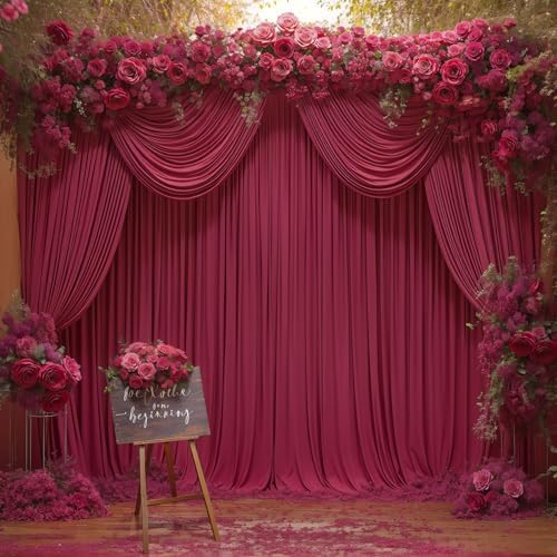 16x10FT Burgundy Backdrop Curtains for Wedding Parties, Wrinkle Free Polyester Photography Backdrop Drapes for, alternate