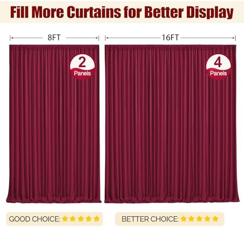 16x10FT Burgundy Backdrop Curtains for Wedding Parties, Wrinkle Free Polyester Photography Backdrop Drapes for, alternate