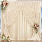 16x10FT Champagne Backdrop Curtains for Wedding Parties, Wrinkle Free Polyester Photography Backdrop Drapes for