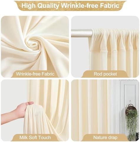 16x10FT Champagne Backdrop Curtains for Wedding Parties, Wrinkle Free Polyester Photography Backdrop Drapes for, alternate