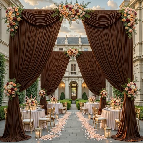 16x10FT Dark Brown Backdrop Curtains for Wedding Parties, Wrinkle Free Polyester Photography Backdrop Drapes for, alternate