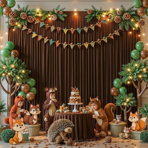 16x10FT Dark Brown Backdrop Curtains for Wedding Parties, Wrinkle Free Polyester Photography Backdrop Drapes for, alternate