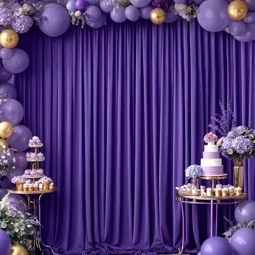 16x10FT Dark Purple Backdrop Curtains for Wedding Parties, Wrinkle Free Polyester Photography Backdrop Drapes, alternate view