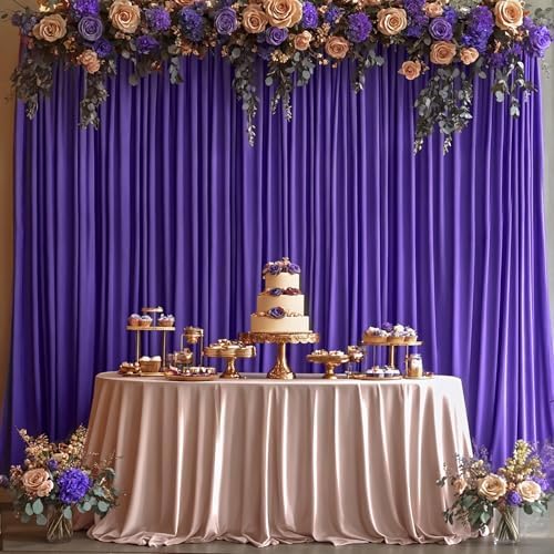 16x10FT Dark Purple Backdrop Curtains for Wedding Parties, Wrinkle Free Polyester Photography Backdrop Drapes, alternate view
