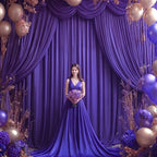 16x10FT Dark Purple Backdrop Curtains for Wedding Parties, Wrinkle Free Polyester Photography Backdrop Drapes, alternate view