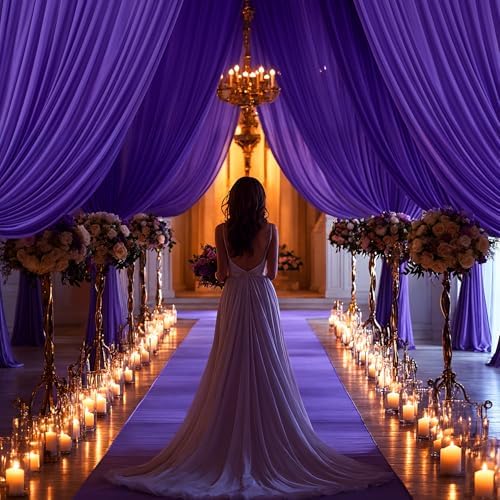 16x10FT Dark Purple Backdrop Curtains for Wedding Parties, Wrinkle Free Polyester Photography Backdrop Drapes, alternate view