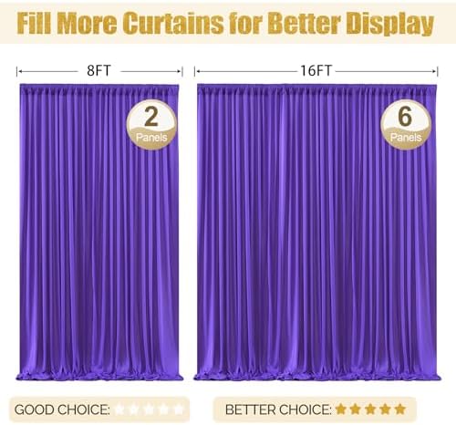 16x10FT Dark Purple Backdrop Curtains for Wedding Parties, Wrinkle Free Polyester Photography Backdrop Drapes, alternate view