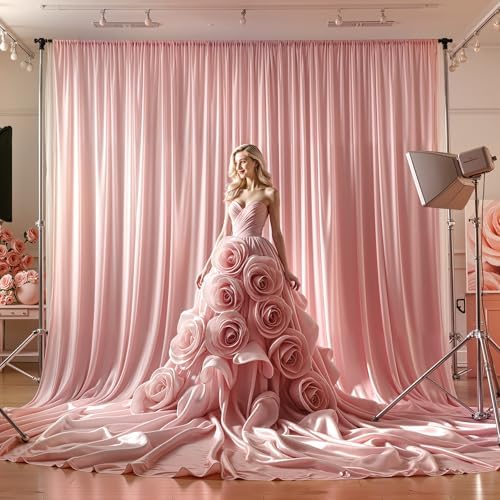 16x10FT Dusry Rose Backdrop Curtains for Wedding Parties, Wrinkle Free Polyester Photography Backdrop Drapes for, alternate