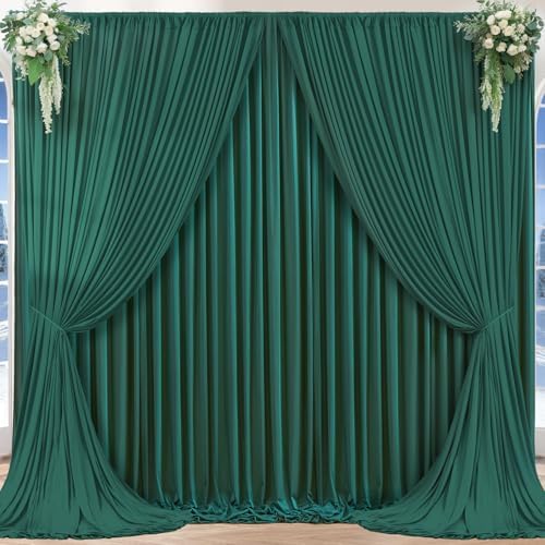 16x10FT Hunter Green Backdrop Curtains for Wedding Parties, Wrinkle Free Polyester Photography Backdrop Drapes