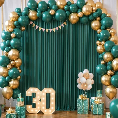 16x10FT Hunter Green Backdrop Curtains for Wedding Parties, Wrinkle Free Polyester Photography Backdrop Drapes, alternate