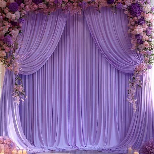 16x10FT Lavender Backdrop Curtains for Wedding Parties, Wrinkle Free Polyester Photography Backdrop Drapes for