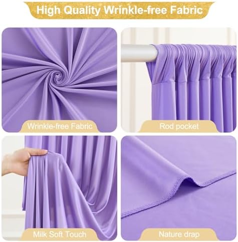 16x10FT Lavender Backdrop Curtains for Wedding Parties, Wrinkle Free Polyester Photography Backdrop Drapes for, alternate