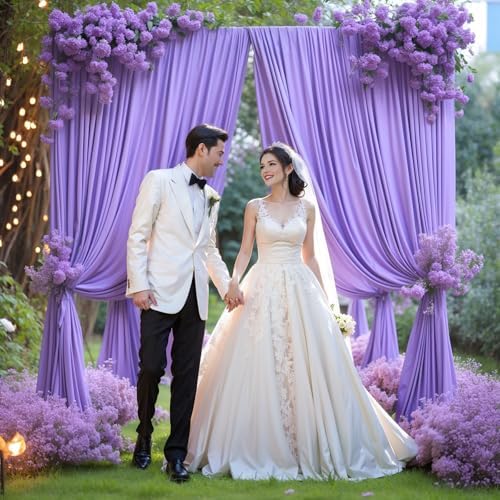16x10FT Lavender Backdrop Curtains for Wedding Parties, Wrinkle Free Polyester Photography Backdrop Drapes for, alternate