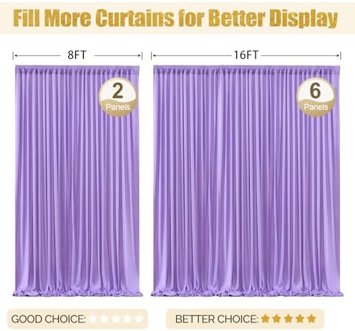16x10FT Lavender Backdrop Curtains for Wedding Parties, Wrinkle Free Polyester Photography Backdrop Drapes for, alternate