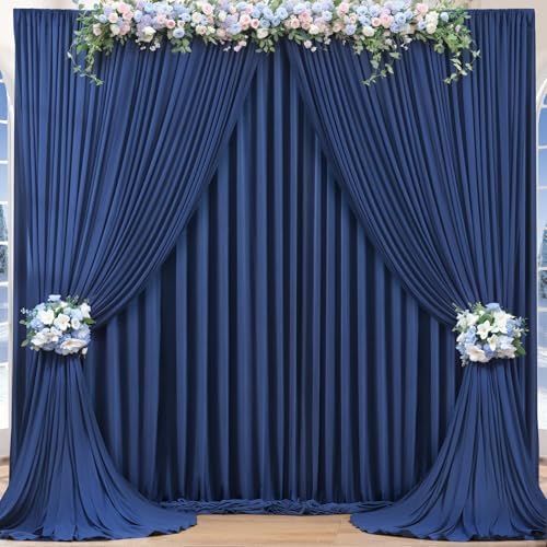 16x10FT Navy Blue Backdrop Curtains for Wedding Parties, Wrinkle Free Polyester Photography Backdrop Drapes for