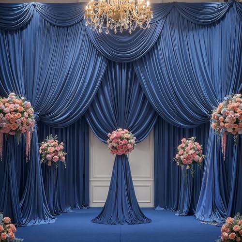 16x10FT Navy Blue Backdrop Curtains for Wedding Parties, Wrinkle Free Polyester Photography Backdrop Drapes for, alternate