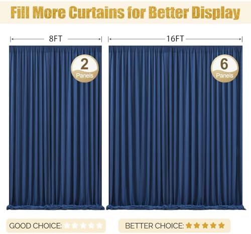 16x10FT Navy Blue Backdrop Curtains for Wedding Parties, Wrinkle Free Polyester Photography Backdrop Drapes for, alternate