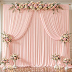 16x10FT Pale Pink Backdrop Curtains for Wedding Parties, Wrinkle Free Polyester Photography Backdrop Drapes for