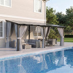 16x10FT Pergola with Netting and Curtains for Patio, Gray in 16x10FT in Gray