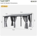 16x10FT Pergola with Netting and Curtains for Patio, Gray in 16x10FT in Gray, alternate view 2