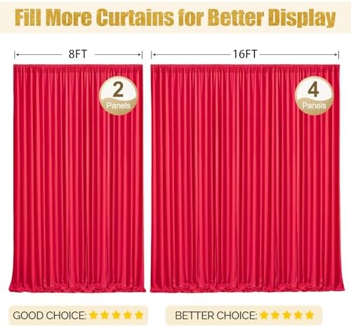16x10FT Red Backdrop Curtains for Wedding Parties, Wrinkle Free Polyester Photography Backdrop Drapes for, alternate view 7