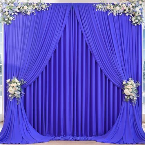 16x10FT Royal Blue Backdrop Curtains for Wedding Parties, Wrinkle Free Polyester Photography Backdrop Drapes for