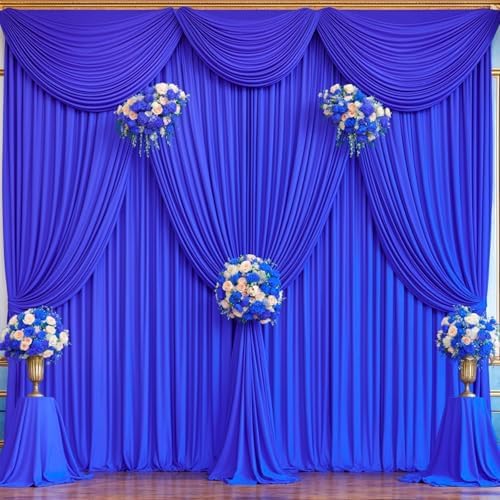 16x10FT Royal Blue Backdrop Curtains for Wedding Parties, Wrinkle Free Polyester Photography Backdrop Drapes for, alternate