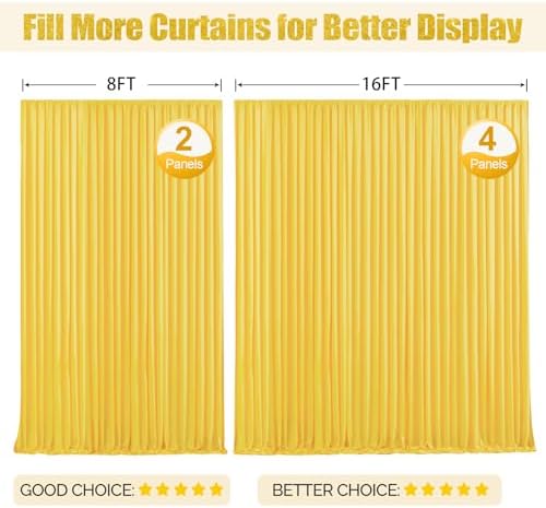 16x10FT Yellow Backdrop Curtains for Wedding Parties, Wrinkle Free Polyester Photography Backdrop Drapes for, alternate view