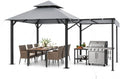 16x11 FT Soft Top Gazebo with Extended Shade, Heavy Duty Frame, Gray in 16x11 FT in Gray