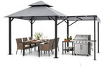 16x11 FT Soft Top Gazebo with Extended Shade, Heavy Duty Frame, Gray in 16x11 FT in Gray