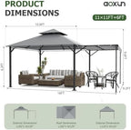 16x11 FT Soft Top Gazebo with Extended Shade, Heavy Duty Frame, Gray in 16x11 FT in Gray, alternate view 3
