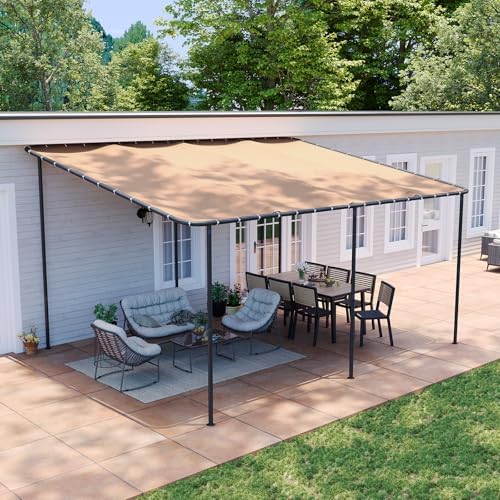 16x12 Lean-to Gazebo, Sloped Pergola Porch Canopy Awning for Patio